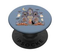 Bookish Ghost Haunted Bookstore Cat Bookworm Book Lover PopSockets Adhesive PopGrip