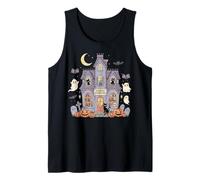 Bookish Ghost Haunted Bookstore Cat Bookworm Book Lover Tank Top