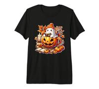 Bookish Ghost Pumpkin Ghost Reading Autumn Holiday Men Women Premium T-Shirt