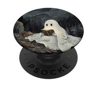 Bookish Ghost Reading Book in Mountains PopSockets Swappable PopGrip