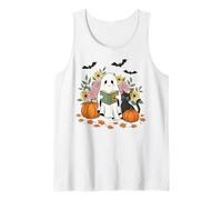 Bookish Ghost Reading with Cat Boho Spooky Season Book Lover Tank Top
