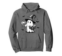 Bookish Ghost Witch Hat Reading Book Nerd Bookworm Literary Pullover Hoodie