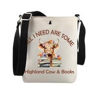 Bookish Highland Cow Gift All I Need Are Some Highland Cow & Books Crossbody Bag Farmer Gift Animal Lover Gift, All I Need Are Xk