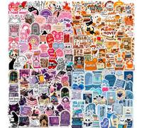 Bookish Journal Stickers, 200PCS Sticker Pack, 4 Colour-Themed Sets | Reading Motifs With Books, Cats, Ghosts, Flowers And Seasonal Art, For Decorating Notebooks, Scrapbooks And Craft Projects