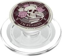 Bookish Leave Me Alone I'm Reading Book Lover Floral Skull PopSockets PopGrip for MagSafe