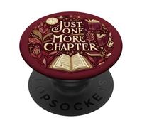 Bookish Reading Book Lover Dark Red Just One More Chapter PopSockets Adhesive PopGrip