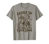 Bookish Retro Western Cowgirl Texas Book Lover Novel Reader T-Shirt, Men, Slate Grey, Medium