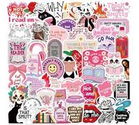 Bookish Smutty Stickers, 50Pcs Smut Book Stickers, Funny Reading Stickers for Water Bottles, Waterproof Scrapbook Sticker for Kindle, Pink Stickers Aesthetic for Adults