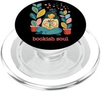 Bookish Soul with Bohemian Girl and Plants Graphic PopSockets PopGrip for MagSafe