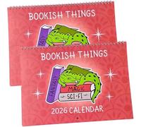 Bookish Things 2026 Calendar, Book Lovers Calendar 2026,Colorful Reading Themed Monthly Planner,Dragon Design Funny 12 Month for Readers,Libraries & Books Clubs (2PCs)