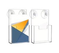 Booklet Rack with Suction Cup - 2pcs Wall Mounted Brochure Holder, Flyer Display Organizer | Commercial Use Design, Hotel Theme, Hospital Information Stand, School Brochure Holder for Restaurant M