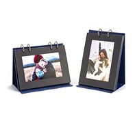 Bookletyou 4x6 Small Family Table Flip Photo Album Picture Holder Book with Magnetic Stand Desktop Displaying Frames Folder Leather Cover Board Scrapbooking, Pack of 2 Hold 40 Prints in 2 Directions