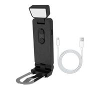 Booklight with Clip, Rechargeable Desk Lamp, Black 4.41 Inches, Reading Light, Adjustable Brightness, Compact Travel Design, for Bedside