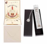 Bookmark Birthday Card Gift Box, 18th Birthday Bookmark Metal with Inspirational Quote, Stainless Steel Book Mark for 18 Years Old Boys Girls Her Him Best Friend Bestie (18th)