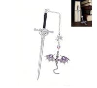 Bookmark,Dragon Bookmark,Metal Dragons Sword Gothic Book Mark Vintage Sword Shape Fantasy Bookmarks with Tassel Pendant Gift for Books Lovers,Reading Enthusiasts,Friends,Classmates,Students(Purple)