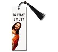 Bookmark Inscribed with Hilarious Text and Tassels for Book Lovers,Peeking Jesus is That Smut?Funny Bookmarks for Adults Humor(Black)