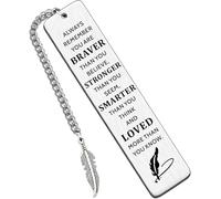 Bookmark Inspirational Gifts for Women Men for Book Lover Student Friends Daughter Son Birthday Graduation Christmas - Always Remember You are Braver with Feather Charm Motivational Quotes