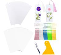 Bookmark Making Kit for Dried Flowers, 20 Pcs White Kraft Blank Book Marks for Pressed Flowers