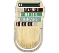 Half Moon Bay Pulteney Press Quiet in The Library 4.4 x 1.7 Inch Zinc Alloy and Enamel Paperclip Style Bookmark Place Keeper