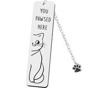 Bookmark, Stainless Steel Book Mark for Reader Best Friends Women Men Girl Gift, 'You Pawsed Here' Cat Kitte Pattern Metal Book Marker for Lovers Best Friend BFF Sister Christian