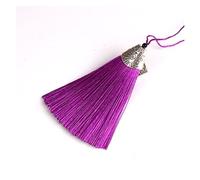 Bookmark Tassels 5/10Pcs Silky Handmade Tassels with Silver Cap Mixed Color Tassels DIY Crafts Bookmark Tassel Jewelry Making Accessories(17 purple,5PCS)