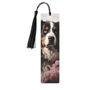 Bookmark Wood Bookmark with Holes and Tassels Wood Tags Bernese Mountain Dog Wooden Craft Bookmarks Vintage Bookmark Ornaments Wood Book Marks for Women Men Book Lovers Gifts Black