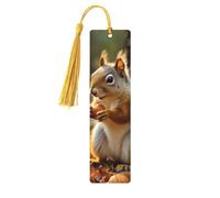 Bookmark Wood Bookmark with Holes and Tassels Wood Tags Cute Squirrel Eating Nuts Wooden Craft Bookmarks Vintage Bookmarks Ornaments Wooden Book Marks for Women Men Gifts