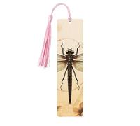 Bookmark Wood Bookmark with Holes and Tassels Wood Tags Dragonfly on Sunflower Wooden Craft Bookmarks Vintage Bookmarks Ornaments Wooden Book Marks for Women Men Gifts
