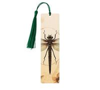Bookmark Wood Bookmark with Holes and Tassels Wood Tags Dragonfly on Sunflower Wooden Craft Bookmarks Vintage Bookmarks Ornaments Wooden Book Marks for Women Men Gifts