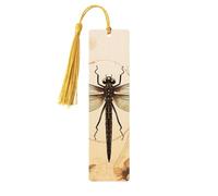 Bookmark Wood Bookmark with Holes and Tassels Wood Tags Dragonfly on Sunflower Wooden Craft Bookmarks Vintage Bookmarks Ornaments Wooden Book Marks for Women Men Gifts