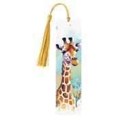Bookmark Wood Bookmark with Holes and Tassels Wood Tags Giraffe Art Illustration Wooden Craft Bookmarks Vintage Bookmark Ornaments Wood Book Marks for Women Men Book Lovers Gifts Gold