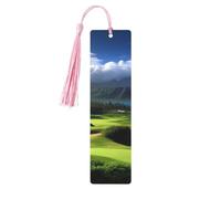 Bookmark Wood Bookmark with Holes and Tassels Wood Tags Scenic Hawaii Golf Tropical Wooden Craft Bookmarks Vintage Bookmarks Ornaments Wooden Book Marks for Women Men Gifts