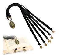 Bookmarks, Bible Bookmark - Black Velvet Bookmarks for Book Lovers with 5 Strings with Tree of Life Lucky Charm Pendant and Mother of God Charm, Christian Saint Book Mark, Ideal Christian Gift