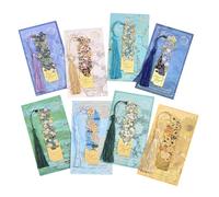 Bookmarks For Book Lovers - 8 Pieces 5.51 Inch Metal Bookmarks With Tassels | Monet Oil Painting Hollow Theme | Vin Art Inspired Reading Accessory