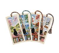 Bookmarks for Book Lovers - Cross Stitching Four Seasons Cat Bookmark | Cute Embroidery Book Marks - for Students Teachers Readers Librarians Reading Lovers Stocking Stuffer Birthday Holiday