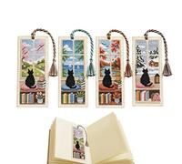 Bookmarks for Book Lovers - Four Seasons Cat Cross Stitching - Cute Embroidery Book Marks - for Teachers Bookworms Women Readers Librarians Reading Lovers Stocking Stuffer Birthday Holiday