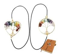 Bookmarks for Reading, 2 Pieces with Elastic and Vintage Tree Design for Useful Stand | Book Separator with Crystals for Reading, for Notes Agenda Organizer Lens Lovers