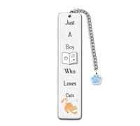 Bookmarks Man Funny Cartoon Birthday Gifts Men Son Brother Friend Nephew Keepsake Page Markers Grandson Cousin Friends Personalised Christmas Souvenir Just A Boy Who Loves Cats