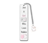 Bookmarks Woman Funny Cartoon Birthday Gifts Women Sister Friend Niece Keepsake Page Markers Granddaughter Cousin Bestie Personalised Christmas Souvenir Just A Girl who Loves Rabbits
