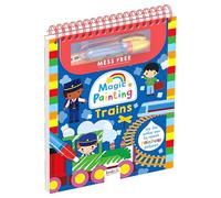 Bookoli Magic Painting Trains - Mess Free Toddler Arts & Crafts - Includes Re-fillable Water Pen & 6 Re-useable Pictures