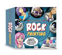 Bookoli - Manga Rock Painting - Rock Painting Complete Starter Kit - Arts and Crafts for Everyone - Beginner Set for Anime Lovers - Includes Stones, Acrylic Paint and More