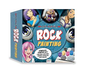 Bookoli - Manga Rock Painting - Rock Painting Complete Starter Kit - Arts and Crafts for Everyone - Beginner Set for Anime Lovers - Includes Stones, Acrylic Paint and More