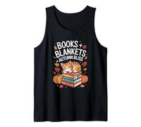 Books and Blankets Autumn Bliss Cozy Reading Cat Lover Tank Top