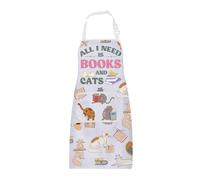 Books And Cats Apron Bookish Gifts for Book Lovers Book Reader Gift All I Need Is Books And Cat Gifts Book Apron With Pockets