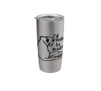 Books and Cats Quote Vintage Retro I'd Rather Be Reading Cat Stainless Steel Insulated Tumbler