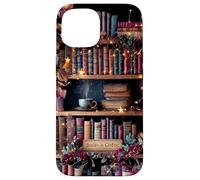 Books and Coffee Cozy Bookish Library Autumn Aesthetic Case for iPhone 15