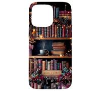 Books and Coffee Cozy Bookish Library Autumn Aesthetic Case for iPhone 15 Pro Max