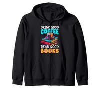 Books And Coffee Lover Reading Caffeine Drinker Bookworm Zip Hoodie