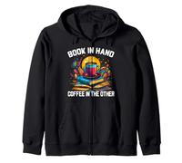 Books And Coffee Lover Reading Caffeine Drinker Bookworm Zip Hoodie