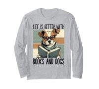 Books and Dogs: Life's Ideal Combo - Awesome Dog & Reading Long Sleeve T-Shirt